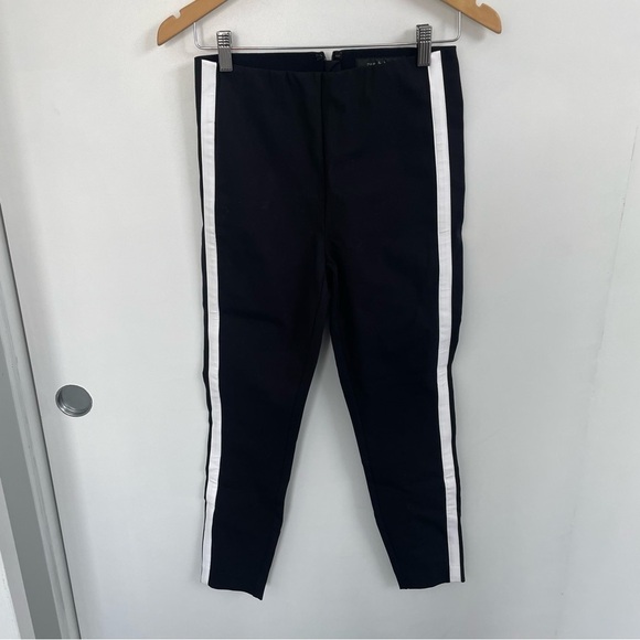 rag & bone Ankle Simone Pant in Black with Stripe Size 4 - Picture 2 of 6